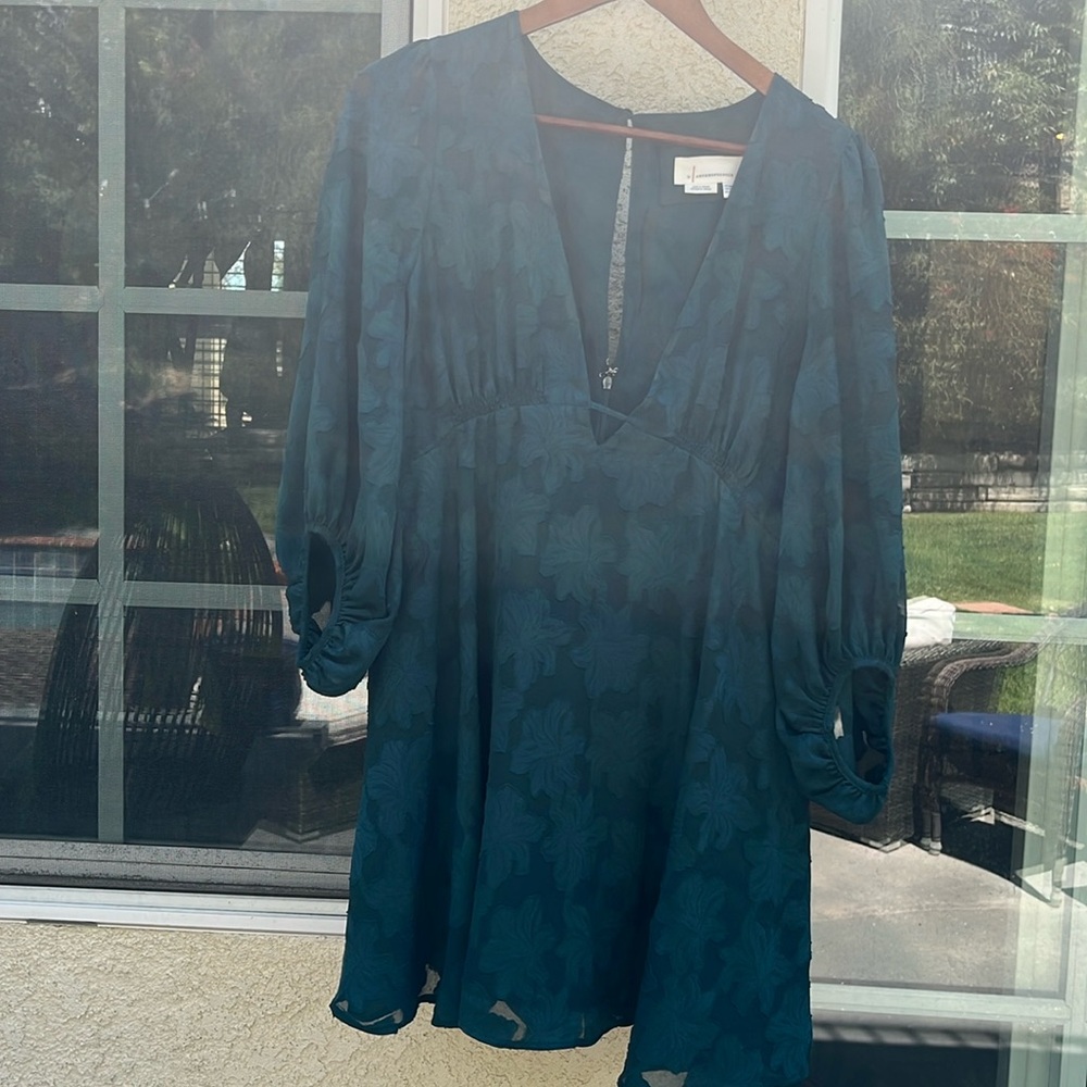 Anthropologie Teal Baby Doll dress